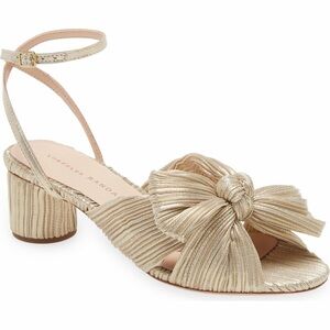 Loeffler Randall Dahlia Ankle Strap Knotted Sandal in Platinum Size 6